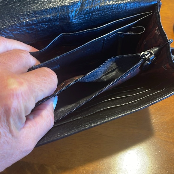 Brighton Vintage Wallet Clutch Hand Bag Crossbody Leather Silver Hardware - Picture 13 of 16